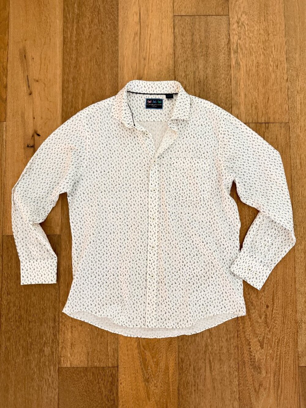Charleston Threads Men's Nautical Sailboat White Navy Button Down Shirt Sz Large